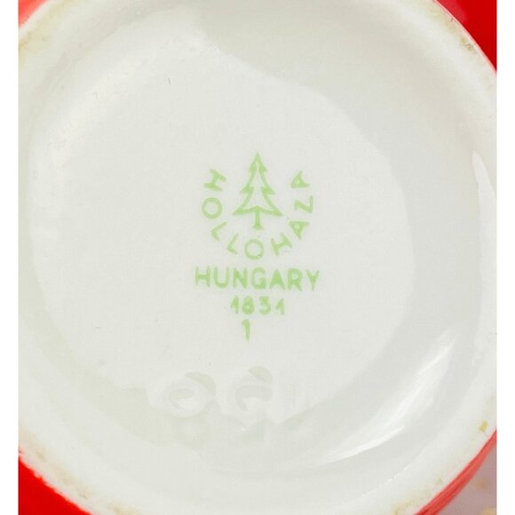 Vintage Hollohaza Hungary porcelain set, demitasses, sugar bowl, creamer, #1831 - Picture 10 of 10